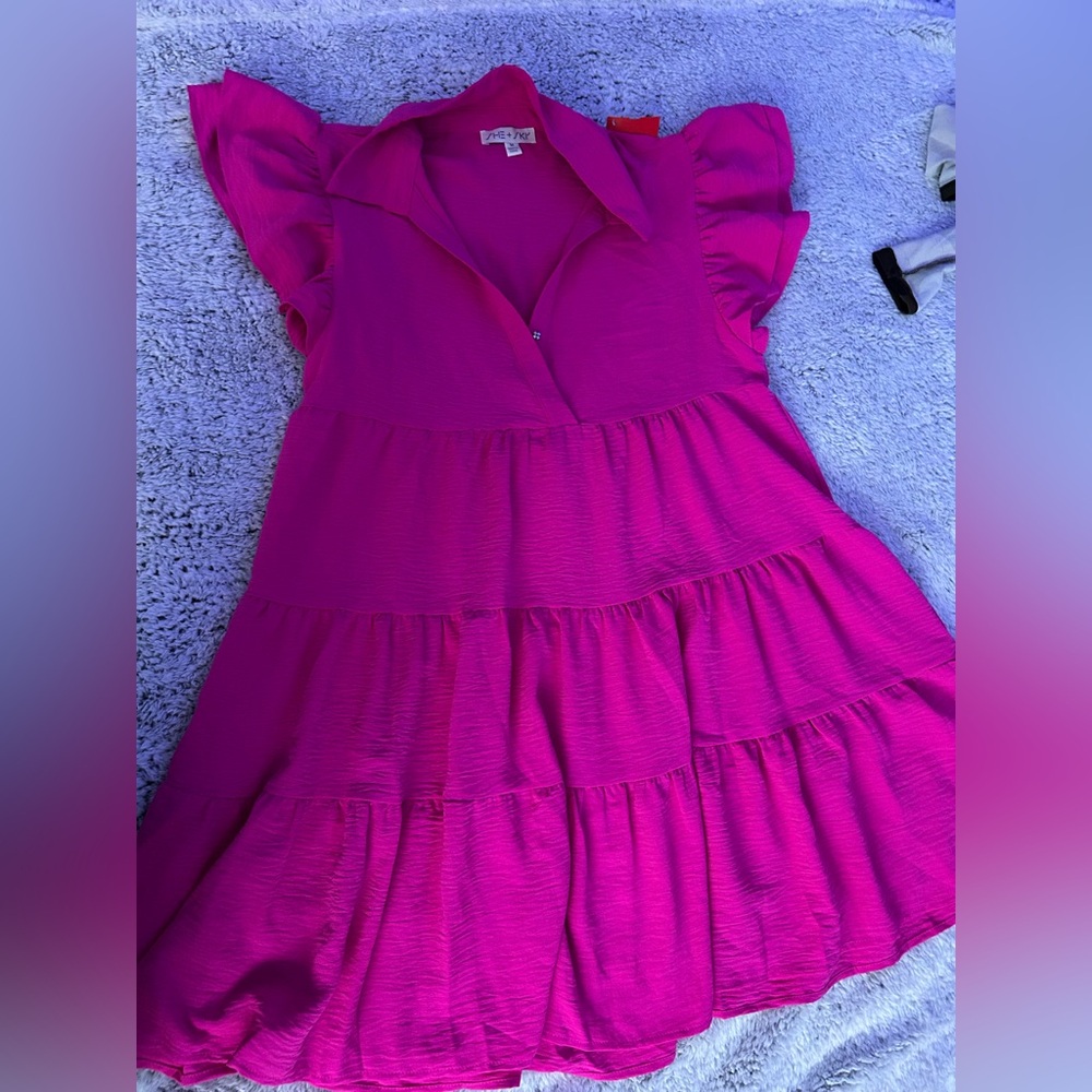 Pink ruffle mini dress cute summer dress feminine flowy dress
Free gift